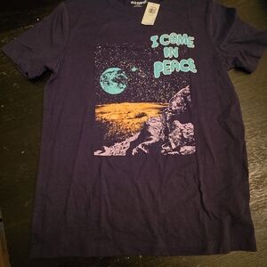 Old Navy Dark Purple 'I Come In Peace' Graphic Tee